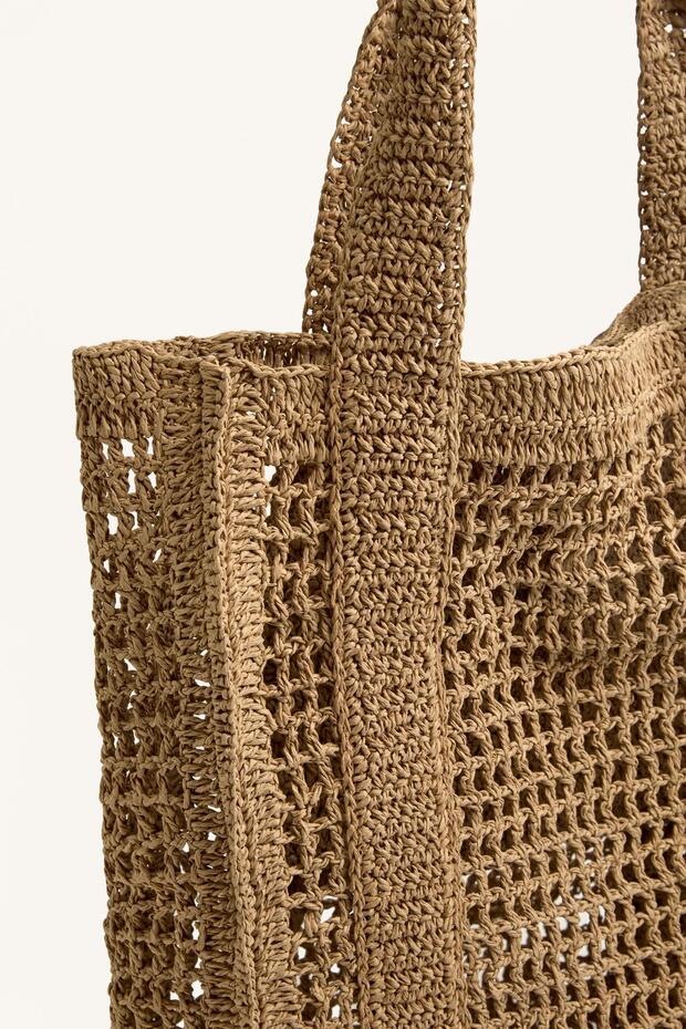 Delikli shopper çanta - 5