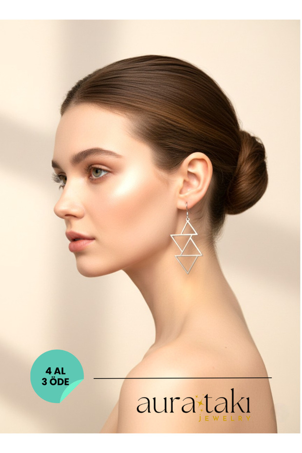 Üçgen Sarkıt Minimal Küpe - 1