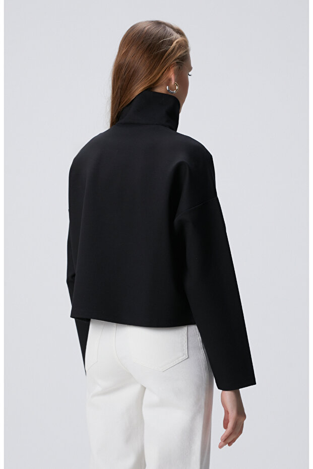 Siyah Patchli Sweatshirt - 5