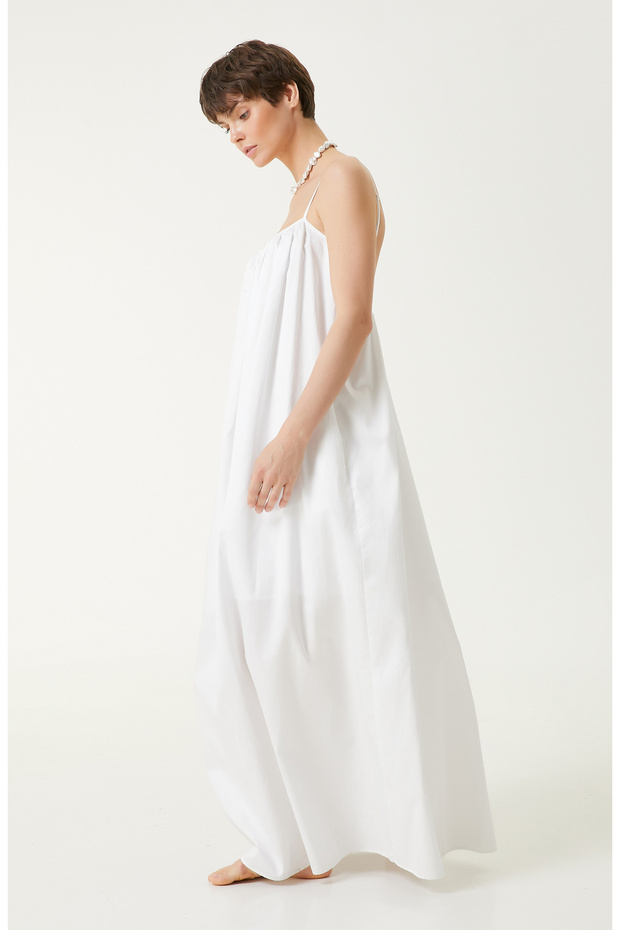Beyaz Maksi Elbise - 1