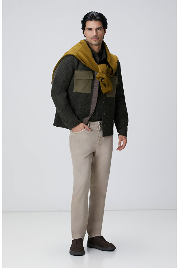 Bej Denim Pantolon - 1