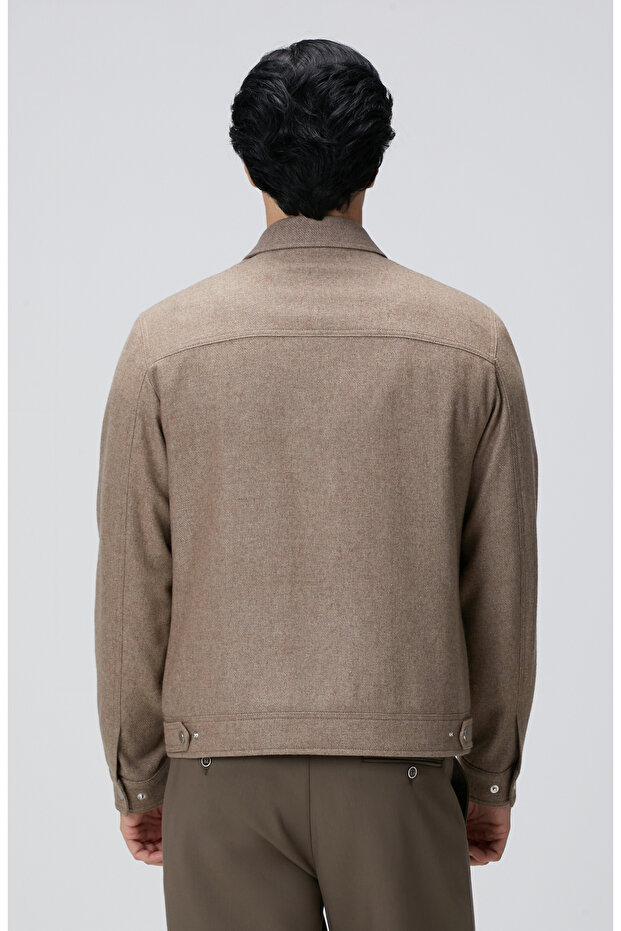 Bej Yün Karışımlı Mont - 6