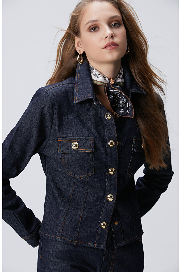 Lacivert Denim Ceket - 3