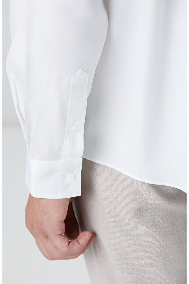 Beyaz Lyocell Gömlek - 7