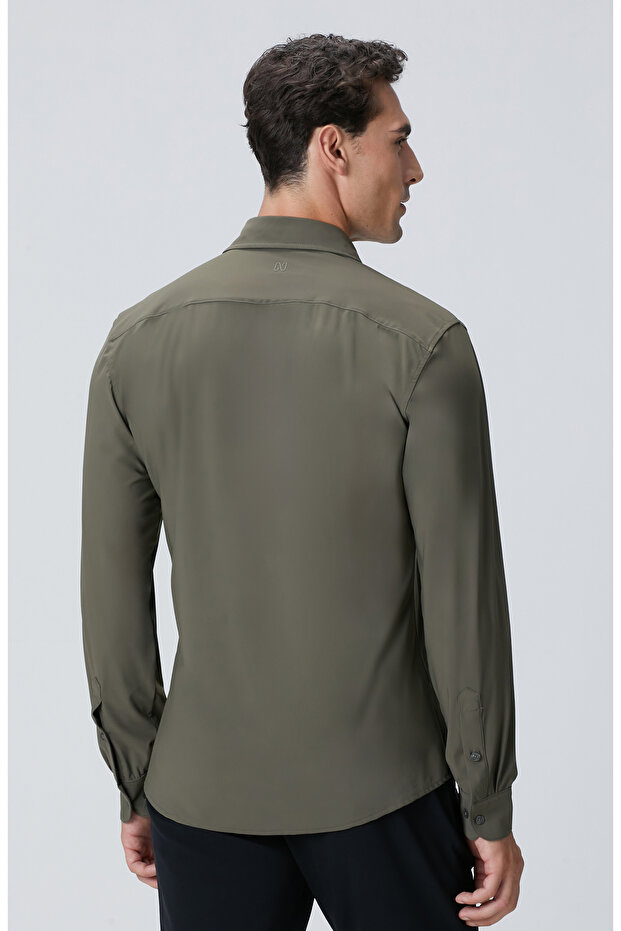 Haki Örme Gömlek - 5
