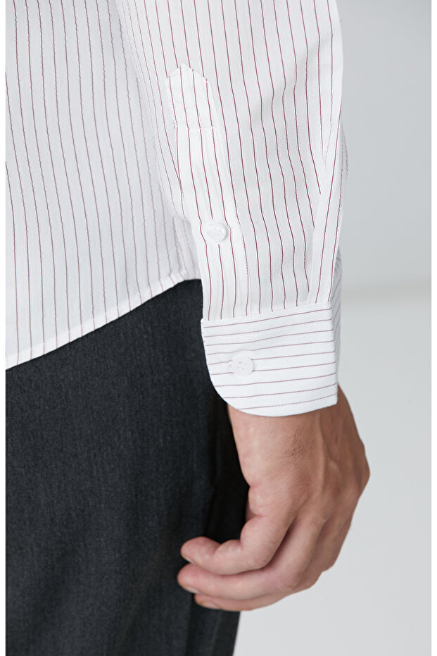 Beyaz Çizgili Gömlek - 7