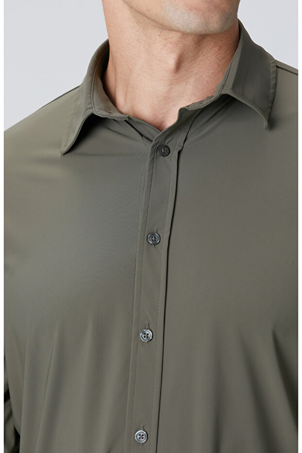 Haki Örme Gömlek - 6