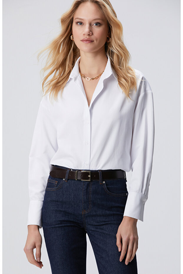 Beyaz Oversize Gömlek - 1