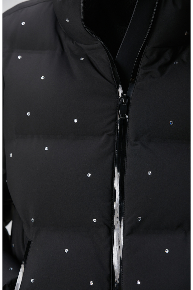Siyah Taşlı Puffer Mont - 7