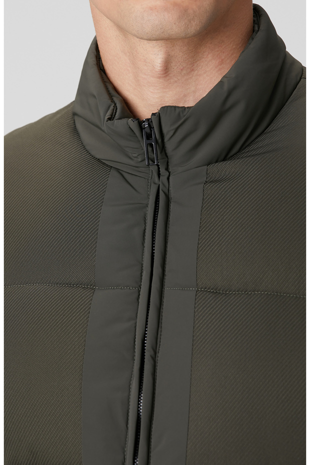 Haki N-Tech Dik Yaka Puffer Mont - 6