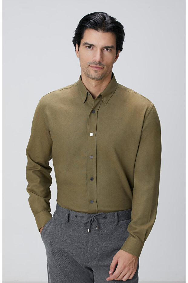 Haki Flanel Gömlek - 5