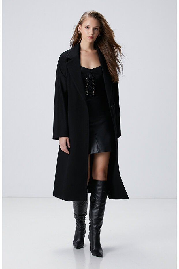 Siyah Deri Elbise - 3