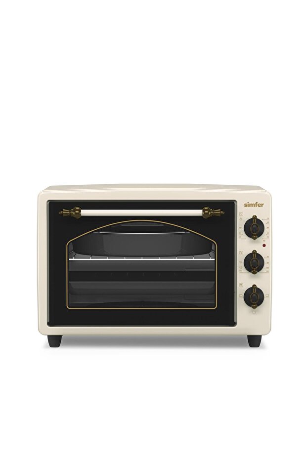 3495 Retro Bej 34 LT Statik Mini/Midi Fırın - 4 Fonksiyon, Programlanabilir Pişirme & Isı Kontrol - 1
