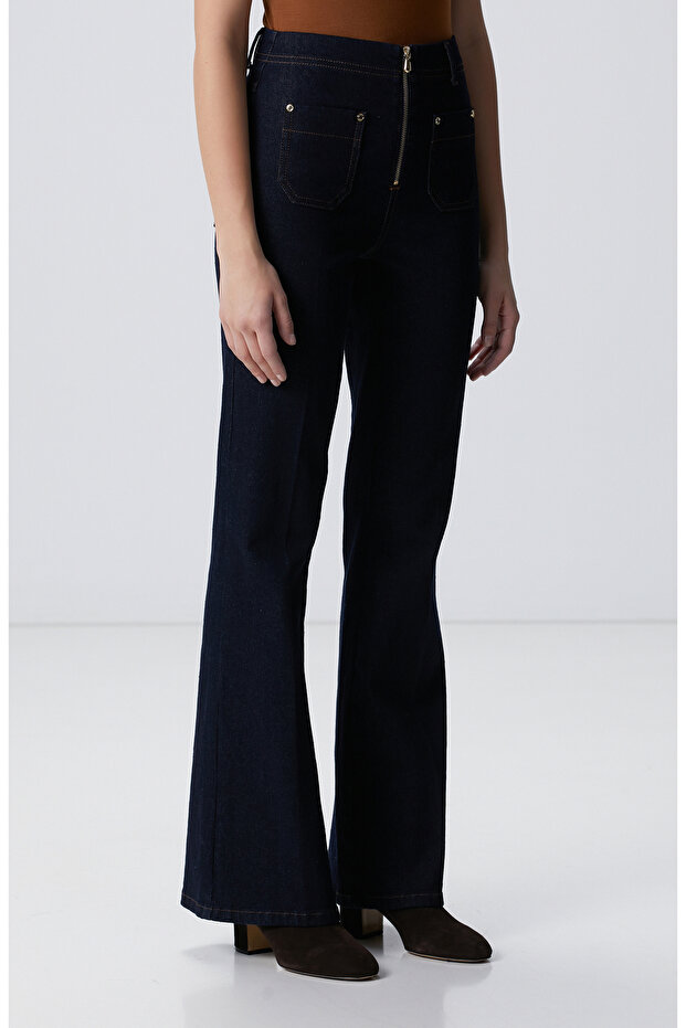 Lacivert Denim Pantolon - 4