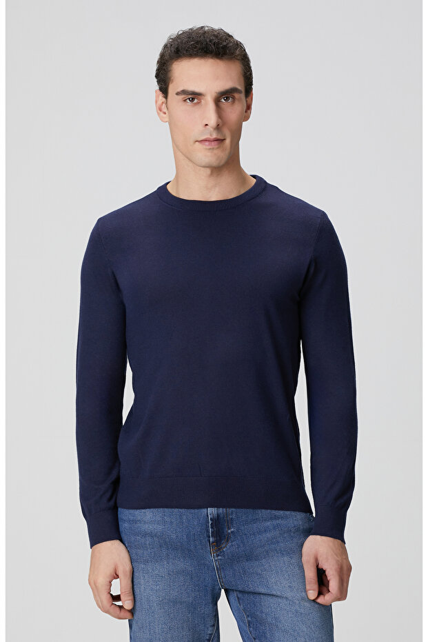 Lacivert Basic Triko Kazak - 1