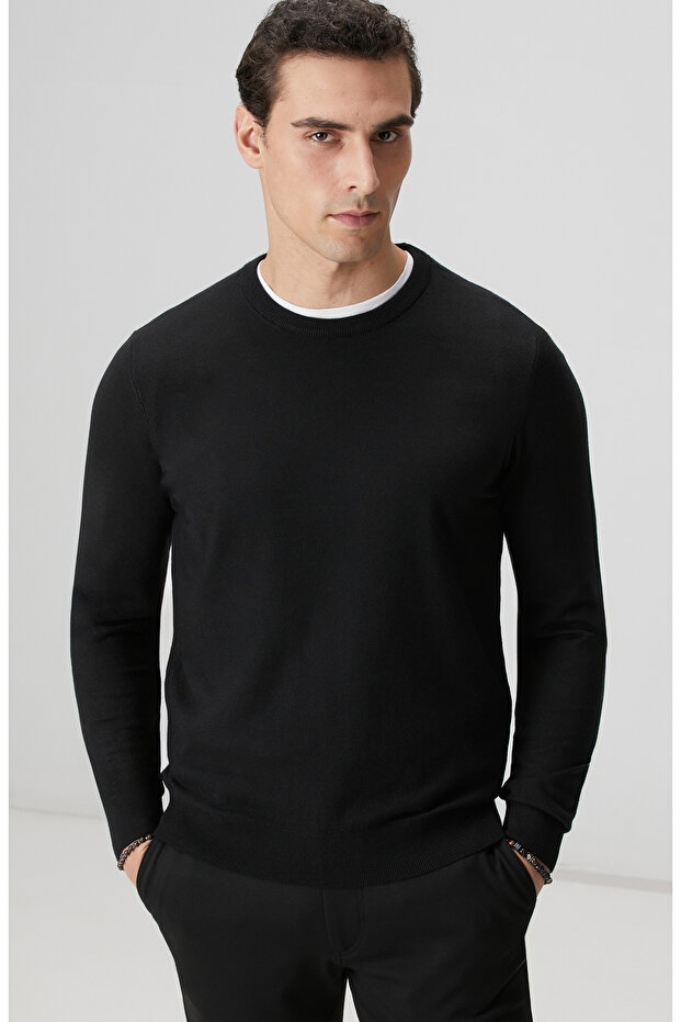 Siyah Basic Triko Kazak - 2