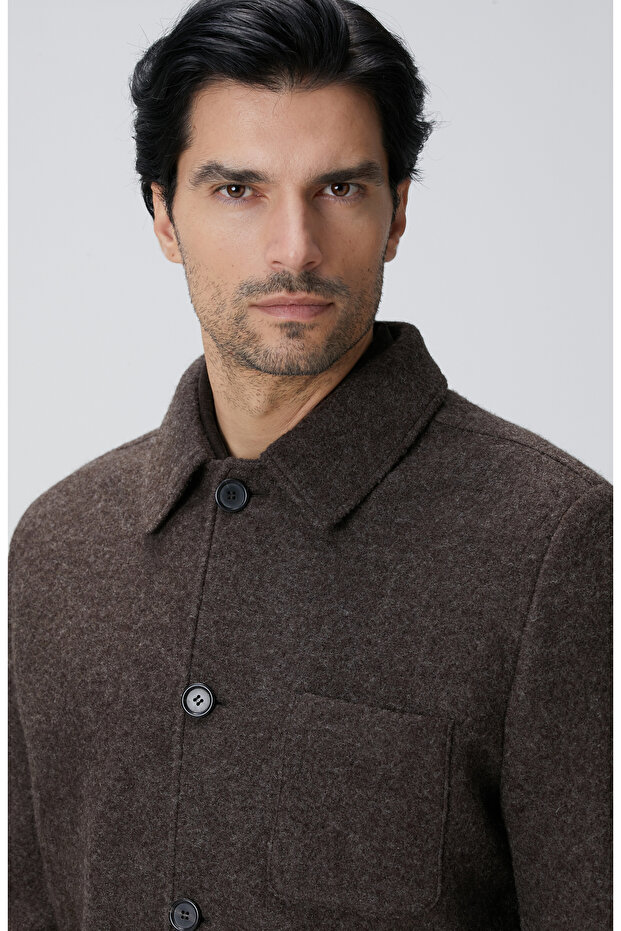 Kahverengi Örme Yün Ceket - 6