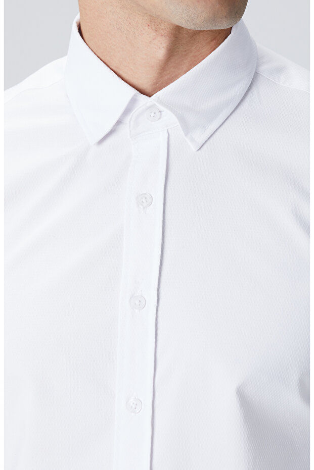 Beyaz Petek Desen Gömlek - 6