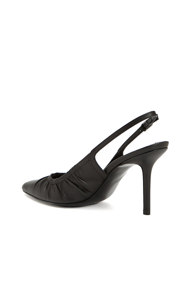 Siyah Deri Topuklu Ayakkabı - 3