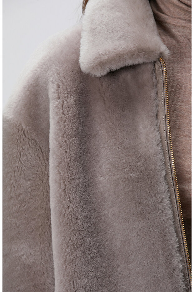 Gri Çift Taraflı Deri Kaban - 6