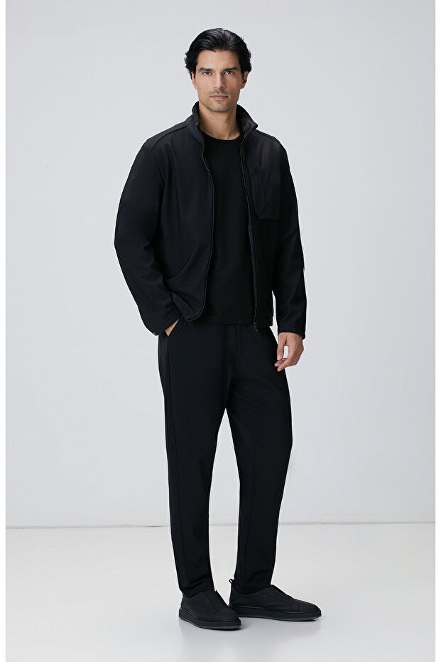 Siyah N-Tech Göğüste Cep Detaylı Mont - 3