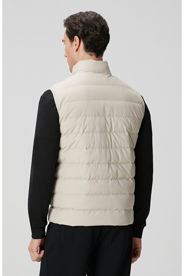 Bej Ray Kapitoneli Casual Yelek - 5