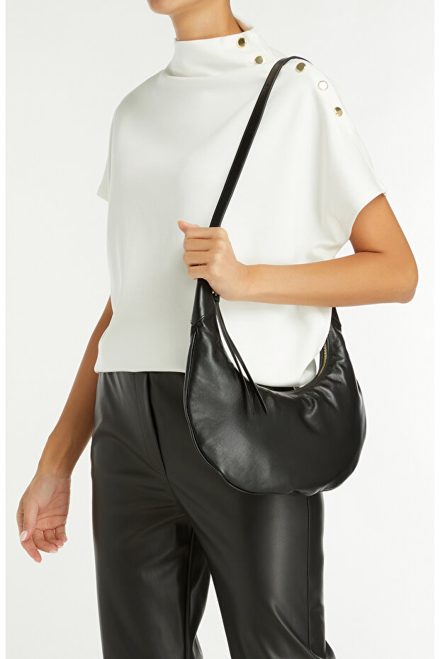 Siyah Kadın Deri Çanta - 5