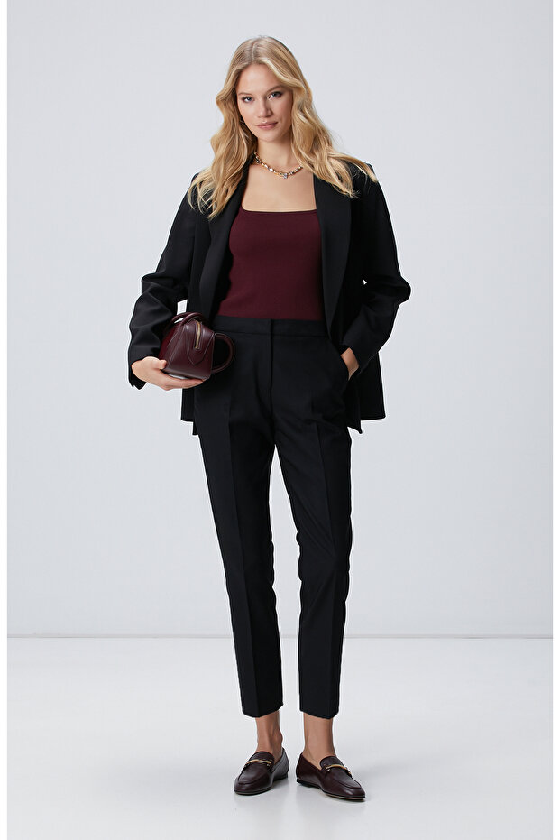 Siyah Basic Skinny Pantolon - 1