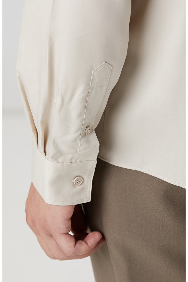 Bej Lyocell Gömlek - 7