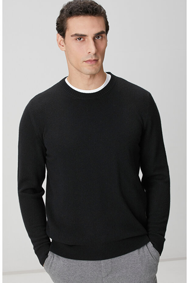 Siyah Limited Kaşmir Triko Kazak - 2