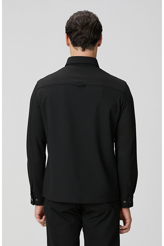 Siyah Diyagonal Dış Gömlek - 5