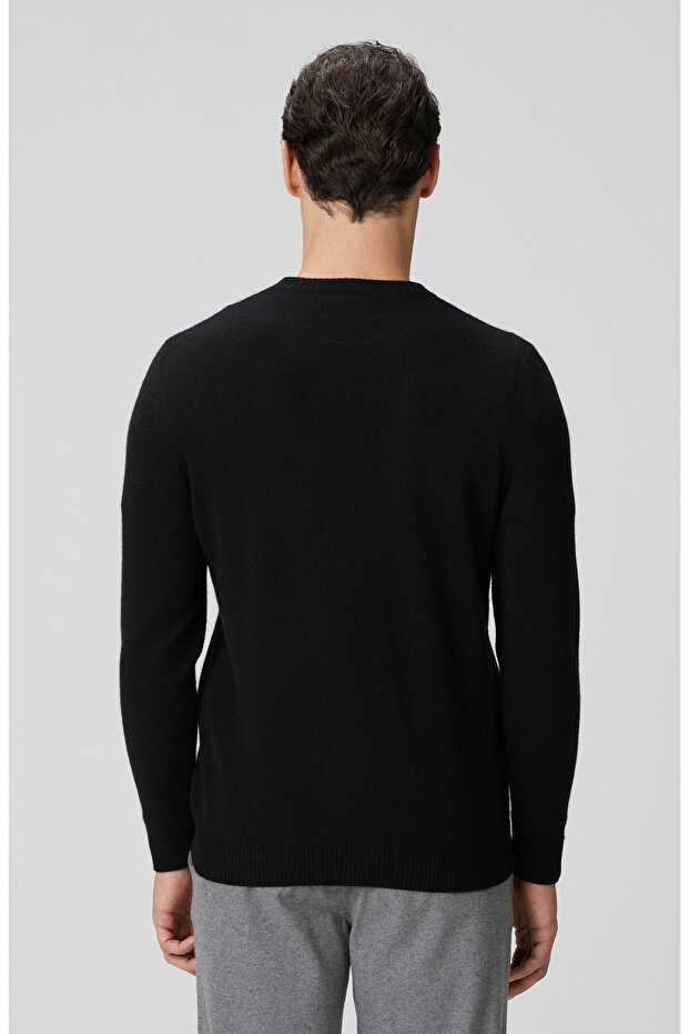 Siyah Limited Kaşmir Triko Kazak - 5