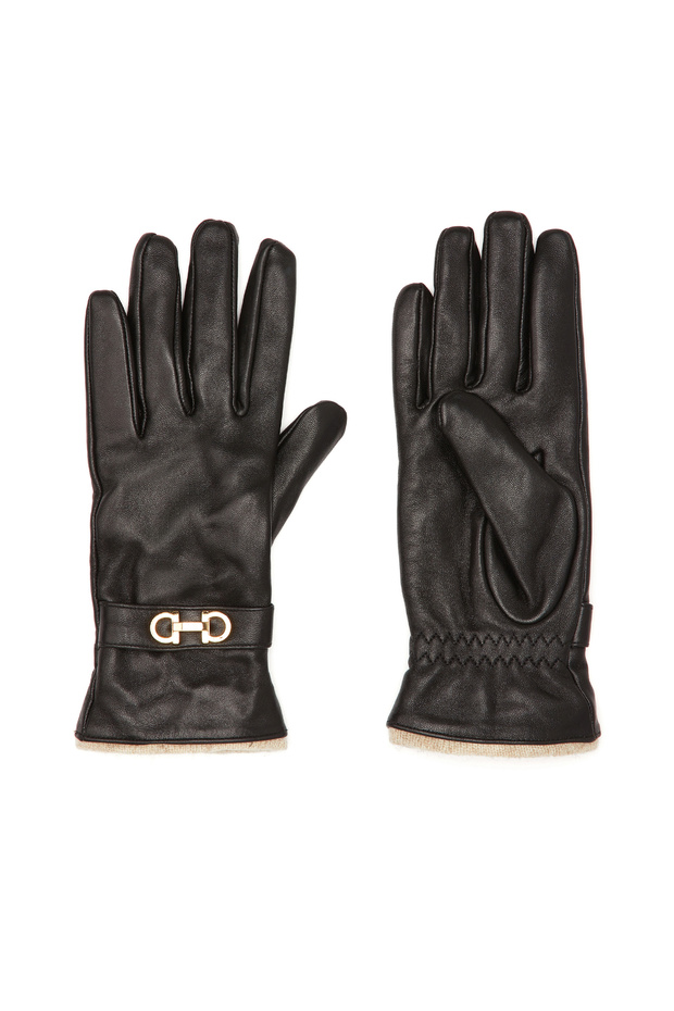 Siyah Kadın Deri Eldiven - 1
