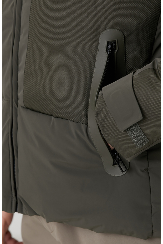 Haki N-Tech Dik Yaka Puffer Mont - 7