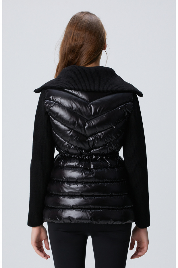 N-Tech Siyah Triko Kollu Puffer Mont - 5