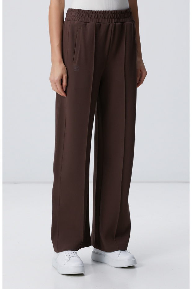 Kahverengi Bol Paça Basic Eşofman - 3