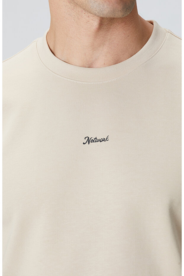 Bej Baskılı Sweatshirt - 6