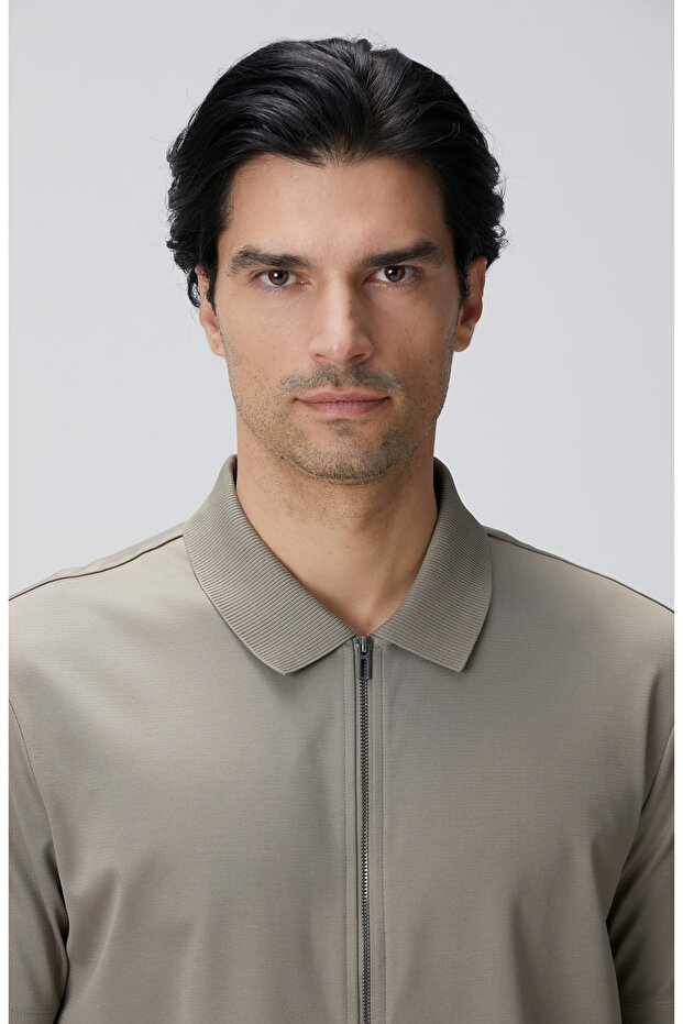 Haki N-Tech Fermuarlı Örme Gömlek - 6