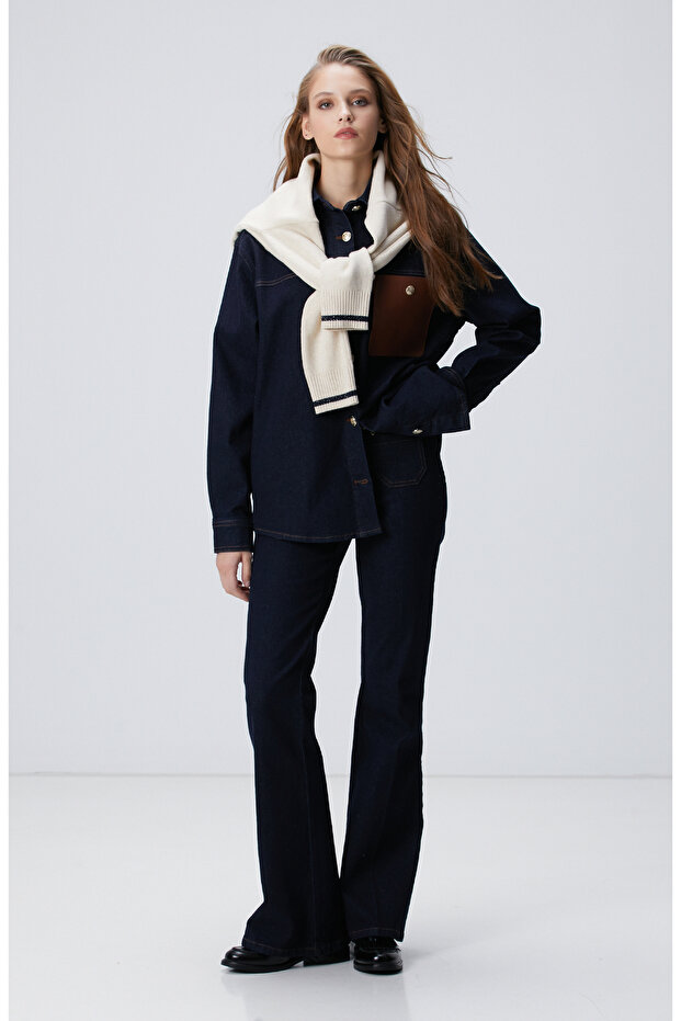 Lacivert Denim Pantolon - 1