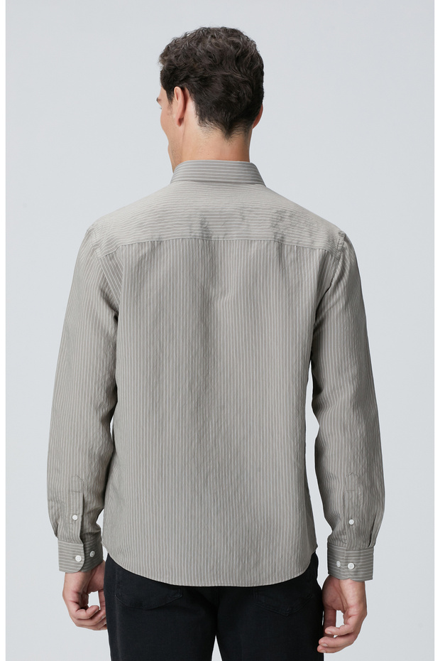 Haki Çizgili Gömlek - 5