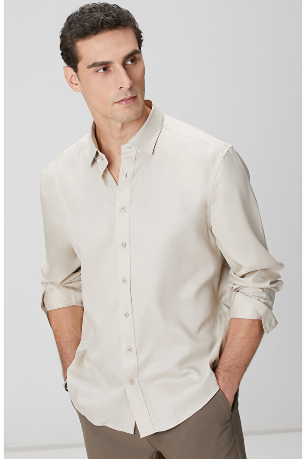 Bej Lyocell Gömlek - 2