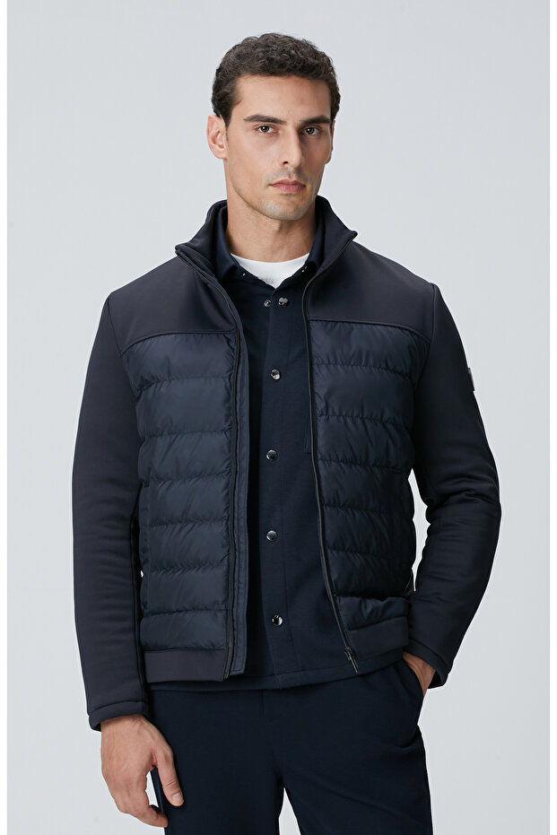 Lacivert Kapitone Mont - 1