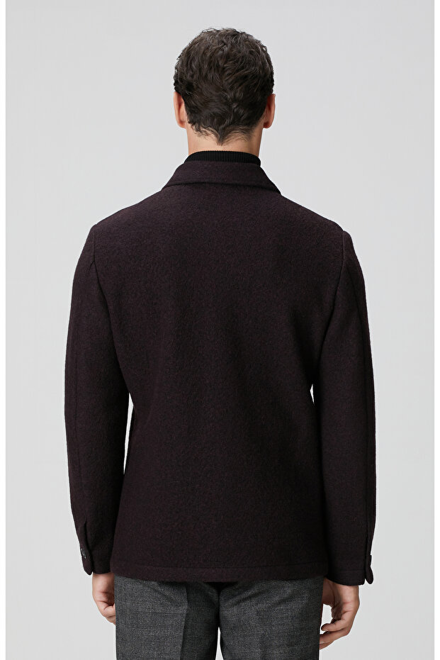 Bordo Örme Yün Ceket - 5