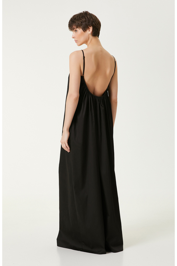 Siyah Maksi Elbise - 7