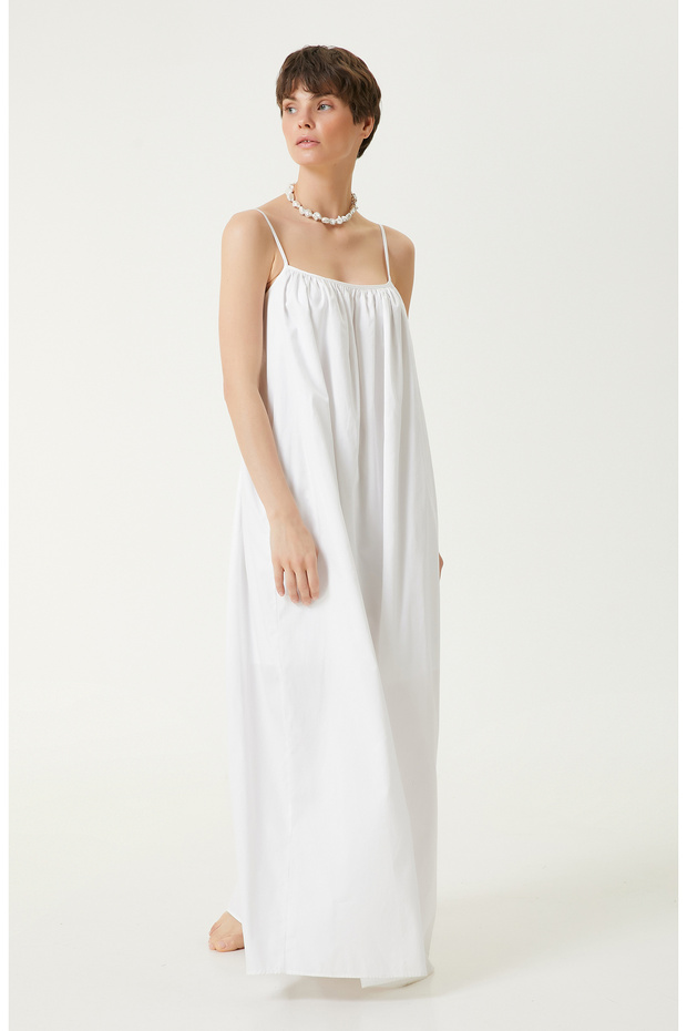 Beyaz Maksi Elbise - 3