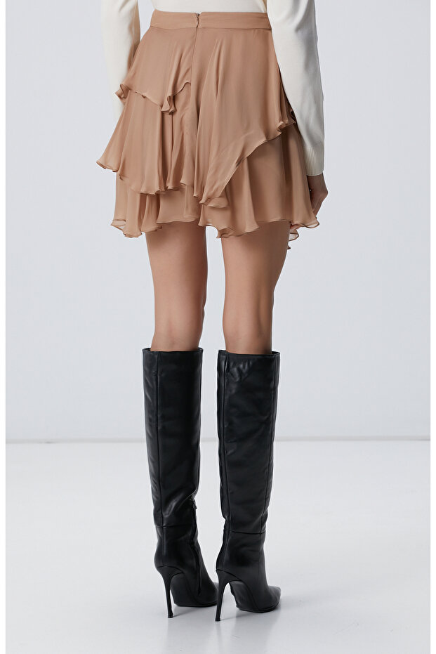 Vizon Şifon Mini Etek - 4