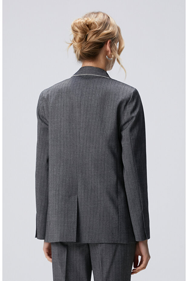 Antrasit Yün Karışımlı Ceket - 5