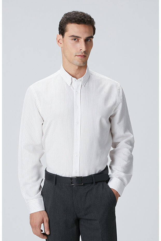 Beyaz Çizgili Gömlek - 1