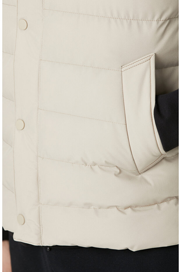 Bej Ray Kapitoneli Casual Yelek - 7