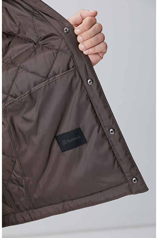 Kahverengi Süet Garnili Coat Ceket - 8